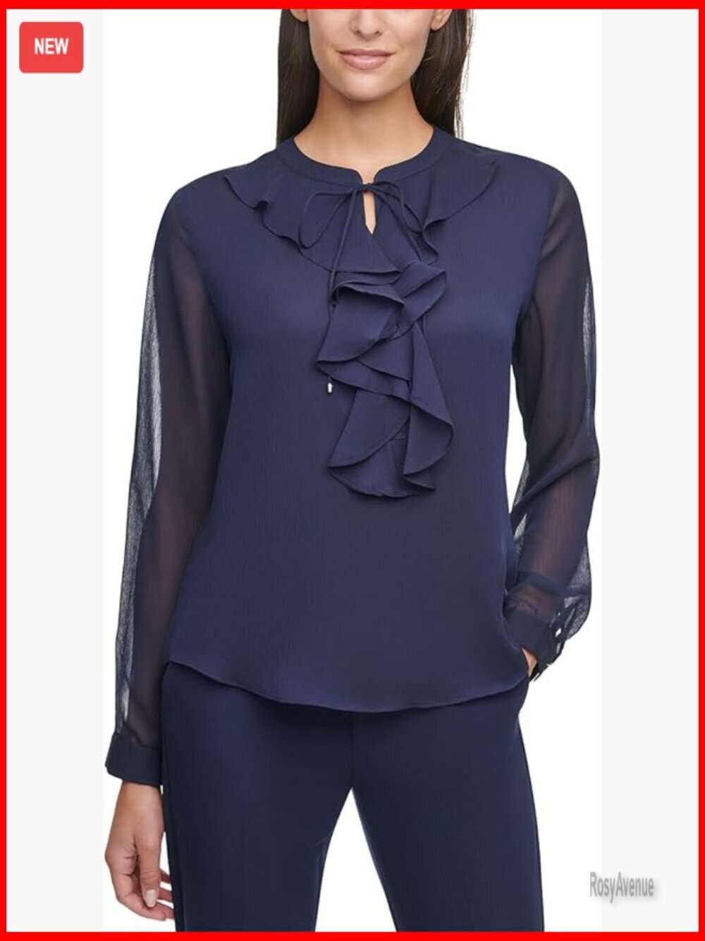 Floral Long Sleeve Ruffle Blouse - Size M